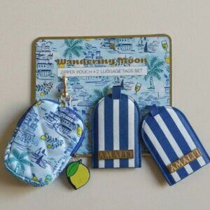 Wandering Moon Amalfi Coast Travel Set | NWT Pouch & 2 Luggage Tags